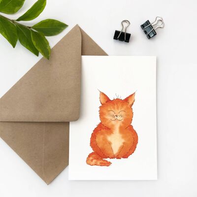 Carte de voeux - chat | Carte Amoureux des chats | Animaux aquarelle