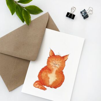 Carte de voeux - chat | Carte Amoureux des chats | Animaux aquarelle 2
