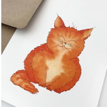 Carte de voeux - chat | Carte Amoureux des chats | Animaux aquarelle 3