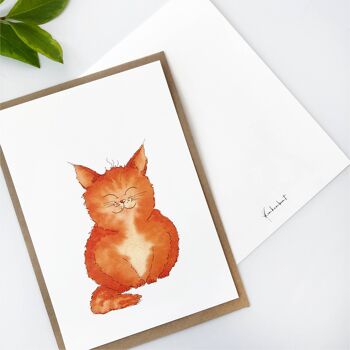 Carte de voeux - chat | Carte Amoureux des chats | Animaux aquarelle 4