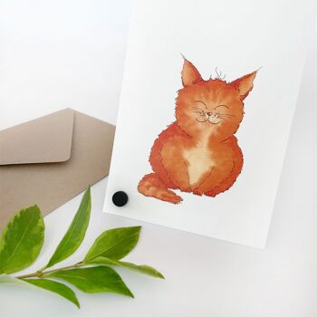 Carte de voeux - chat | Carte Amoureux des chats | Animaux aquarelle 5