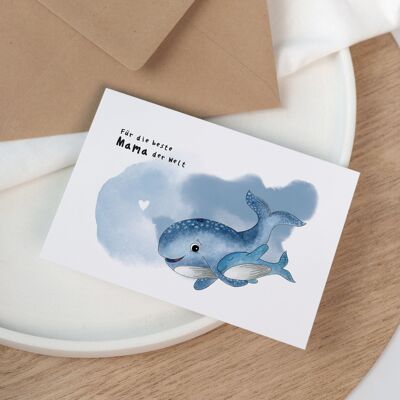 Mother's Day Card - Best Mom in the World | Whales | Mother's Day