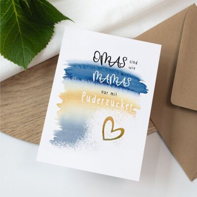 Biglietto per la festa della mamma - Biglietto di ringraziamento | Biglietto d'auguri acquerello | nonna