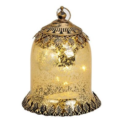 Glasglocke  Marokko dekor mit LED Beleuchtung aus Glas Gold (B/H/T) 11x16x11cm