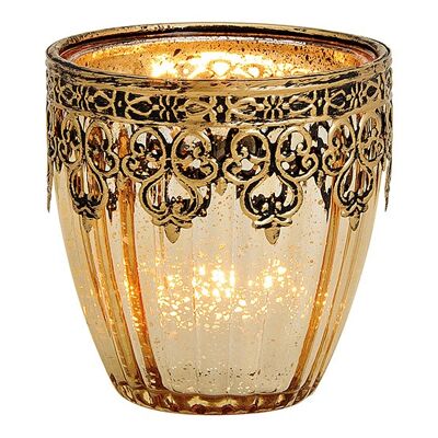 Windlicht Marokko dekor  aus Glas,Metall Gold (B/H/T) 8x9x8cm