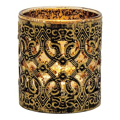 Windlicht Marokko dekor  aus Glas,Metall Gold (B/H/T) 7x8x7cm