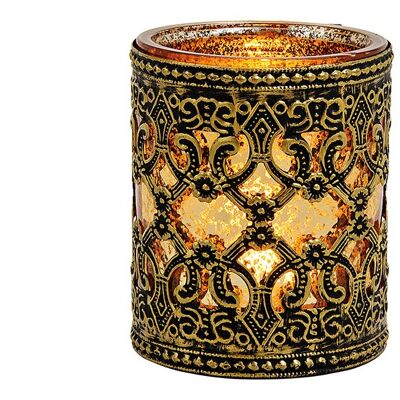 Windlicht Marokko dekor  aus Glas,Metall Gold (B/H/T) 8x10x8cm