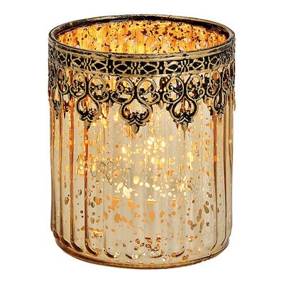 Windlicht Marokko dekor  aus Glas Gold (B/H/T) 10x12x10cm