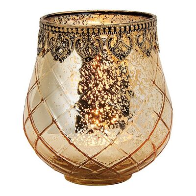 Windlicht Marokko dekor  aus Glas,Metall Gold (B/H/T) 13x14x13cm