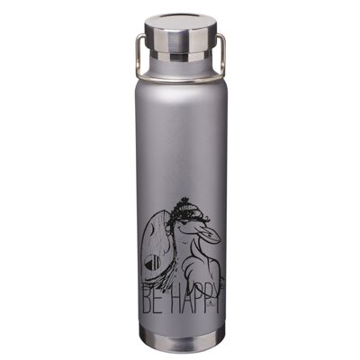 Isothermal bottle BE HAPPY gray. 650ml