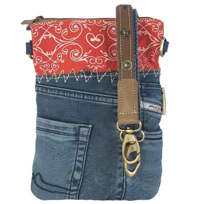 Sunsa small shoulder bag made from recycled jeans & canvas.