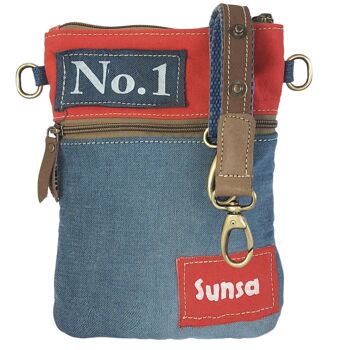 Petit sac à bandoulière Sunsa fabriqué à partir de jeans et de toile recyclés. 6