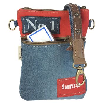 Petit sac à bandoulière Sunsa fabriqué à partir de jeans et de toile recyclés. 7