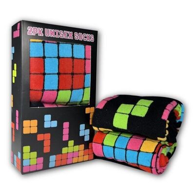 Set de regalo de calcetines unisex Retro Block Game