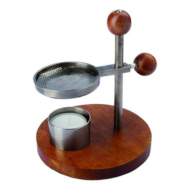 Height-adjustable incense burner in silver antique finish