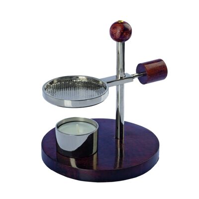 Height-adjustable incense burner, dark brown and silver