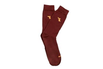 Chaussettes logo bordeaux moutarde 1