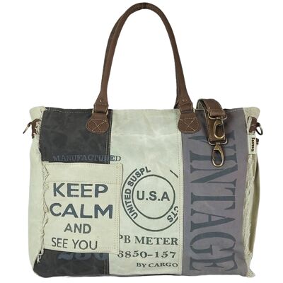 Sunsa vintage bag. Weekend handbag. Vintage Shoppers. XXL bathing bag/sports bag. Shoulder bag canvas with leather