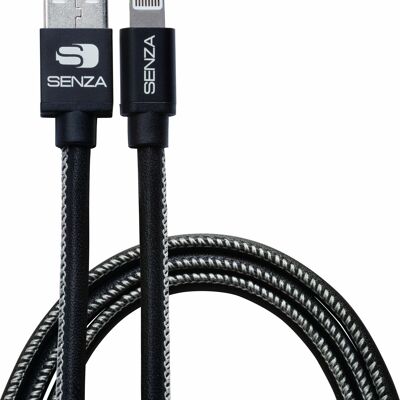 Senza Premium Cuir Charge/Sync Câble Lightning 1.5m Noir
