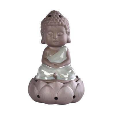 "Lotus monk" ceramic incense burner