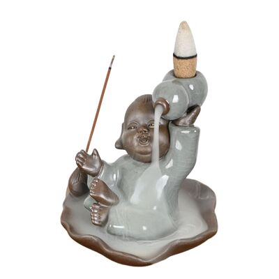 Brucia incenso in ceramica "Piccolo monaco con vaso"