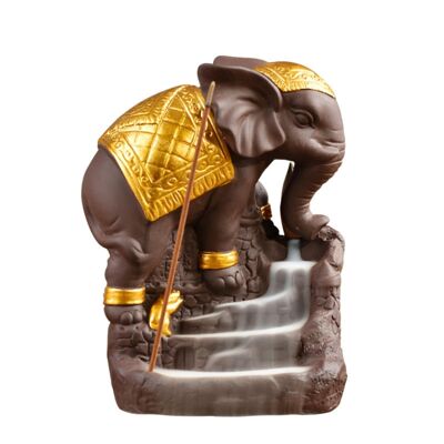 Bruciaincenso in ceramica "Saggezza dell'Elefante" Oro