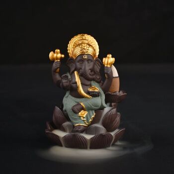 Brûleur d'encens en céramique "Ganesh Vert" 6