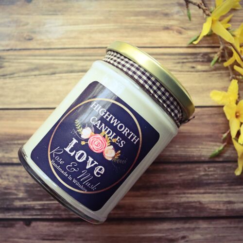 Love " Rose and Musk" Highworth candle / natural soy candle