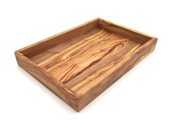 Plateau rectangulaire L. 32 cm Plateau de service Etagère en bois d'olivier 1