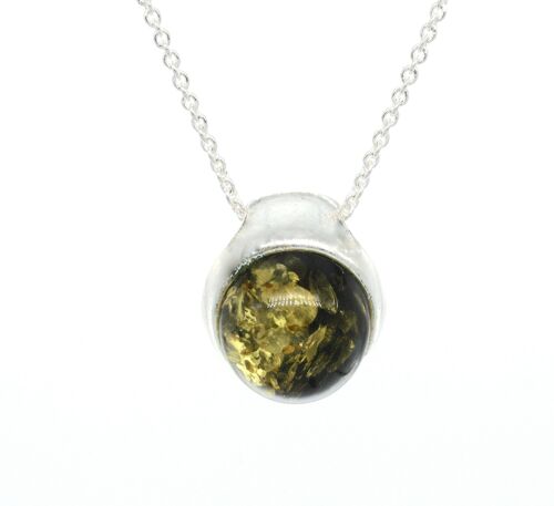 Green Amber Dot Pendant with 18" Trace Chain and Presentation Box