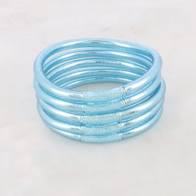 Bracciale buddista spesso con mantra - Azzurro cielo