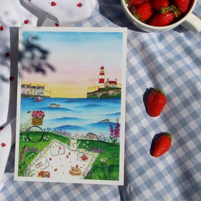 Picknick auf der Klippe - Postkarte