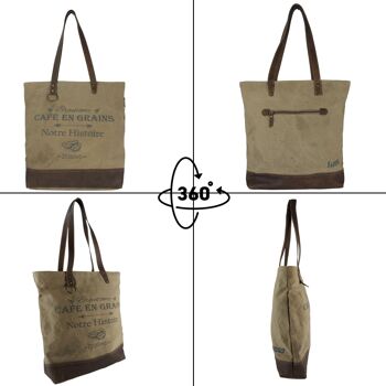 Sunsa vintage bag shopper sac à bandoulière en toile avec grand sac à main en cuir 5
