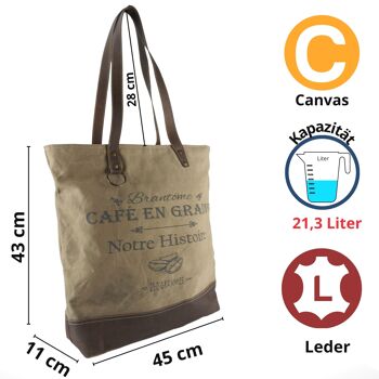Sunsa vintage bag shopper sac à bandoulière en toile avec grand sac à main en cuir 3