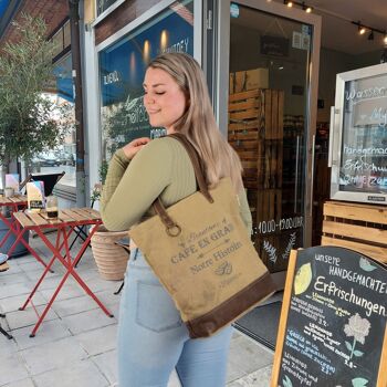 Sunsa vintage bag shopper sac à bandoulière en toile avec grand sac à main en cuir 6