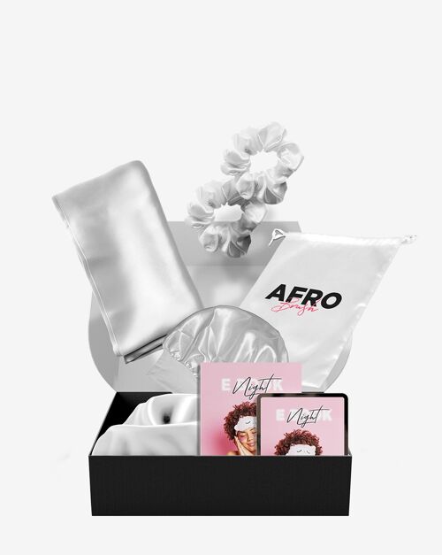 Taies d'oreiller en satin - AfroBrush© - Dream Hair Box : Night routine complète - Blanc - Rectangle - 48x74 cm