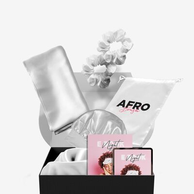 Taies d'oreiller en satin - AfroBrush© - Dream Hair Box : Night routine complète - Blanc - Rectangle - 48x74 cm