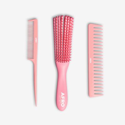 Afro Brush Trio peignes - Trio de peignes seulement - Rose