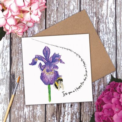 Iris you a Happy Bee-day' Iris Bee card