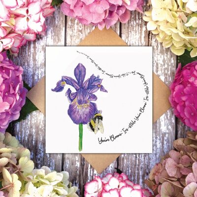 You're Blooming' Iris-istable!' Iris Bee card