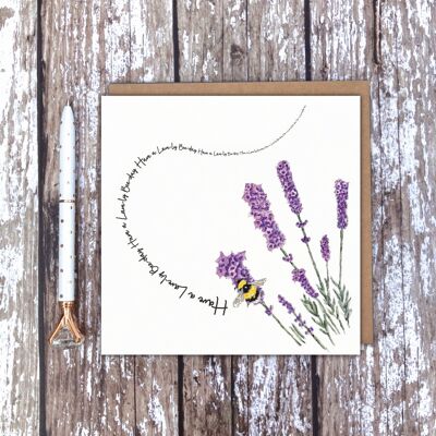 Have a Lave-ly Bee-day' Lavender Bee card