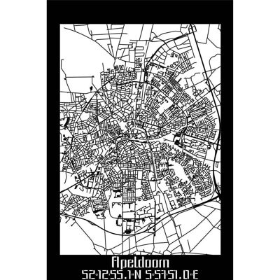 mappa della città-apeldoorn-nero-40x60cm