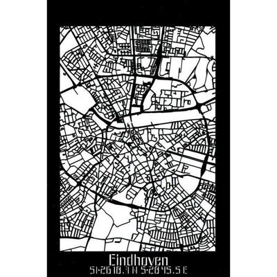 mappa della città-eindhoven-nero-40x60cm