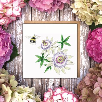 Passionflower Bee (Blank) card