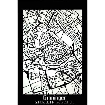 mappa della città-groningen-nero-40x60cm