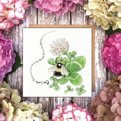 Bee Lucky' Clover Bee card