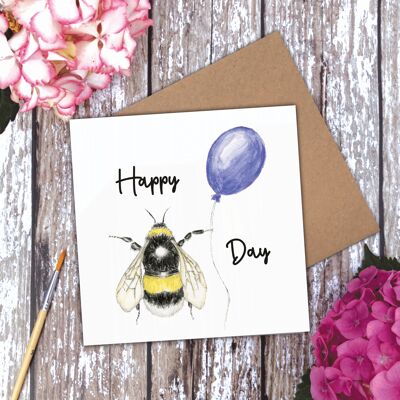 Happy 'Bee' Day' (Blue) Bee Day Bee card