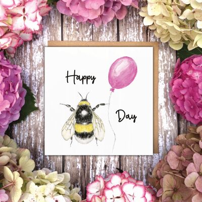 Happy 'Bee' Day' (Pink) Bee Day Bee card