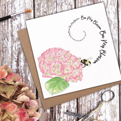 'Be My Blossom' Hydrangea Bee card