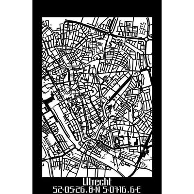 mappa della città-utrecht-nero-60x90cm